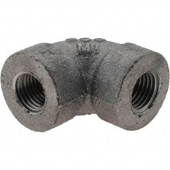 Value Collection - Size 1/4", Class 300, Malleable Iron Black Pipe 90° Elbow - 300 psi, Threaded End Connection - USA Tool & Supply