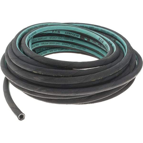 Value Collection - 1/4" ID x 0.53" OD, 6,500 psi Work Pressure Hydraulic Hose - 2" Radius, Synthetic Rubber, -40°F to 127°F - USA Tool & Supply