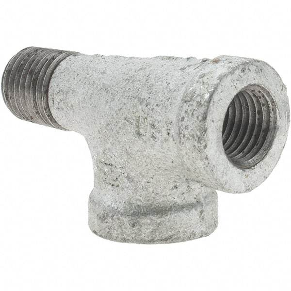 Value Collection - Size 1/4", Class 150, Malleable Iron Galvanized Pipe Street Tee - 150 psi, Threaded End Connection - USA Tool & Supply