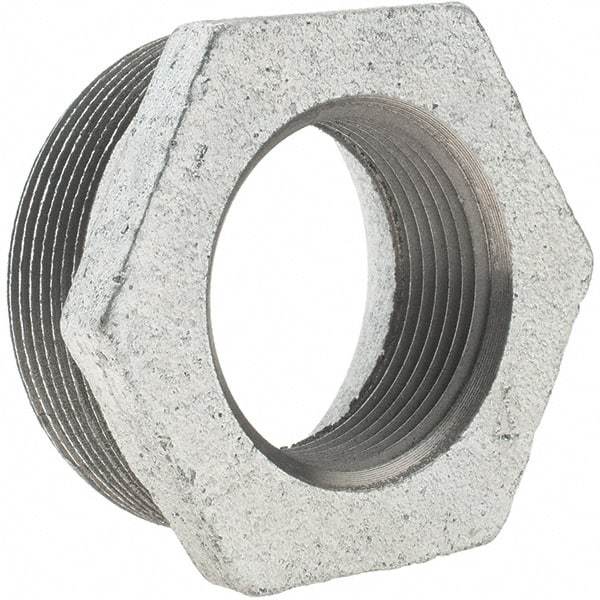 Value Collection - Class 150, 2 x 1-1/4" Galvanized Pipe Hex Bushing - Threaded, Malleable Iron - USA Tool & Supply