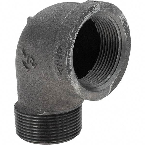 Value Collection - Size 1-1/2", Class 150, Malleable Iron Black Pipe 90° Street Elbow - 150 psi, Threaded End Connection - USA Tool & Supply