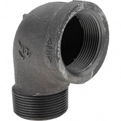 Value Collection - Size 1-1/2", Class 150, Malleable Iron Black Pipe 90° Street Elbow - 150 psi, Threaded End Connection - USA Tool & Supply