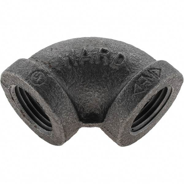 Value Collection - Size 1/2", Class 150, Malleable Iron Black Pipe 90° Elbow - 150 psi, Threaded End Connection - USA Tool & Supply