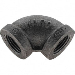 Value Collection - Size 1/2", Class 150, Malleable Iron Black Pipe 90° Elbow - 150 psi, Threaded End Connection - USA Tool & Supply