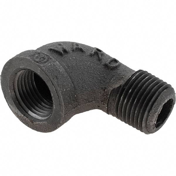 Value Collection - Size 1/2", Class 150, Malleable Iron Black Pipe 90° Street Elbow - 150 psi, Threaded End Connection - USA Tool & Supply