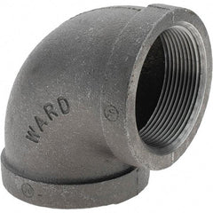 Value Collection - Size 2", Class 150, Malleable Iron Black Pipe 90° Elbow - 150 psi, Threaded End Connection - USA Tool & Supply