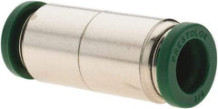Parker - 3/8" Outside Diam, Nickel Plated Brass Push-to-Connect Tube Union - 300 Max psi, Tube to Tube Connection, Nitrile O-Ring - USA Tool & Supply