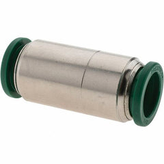 Parker - 1/2" Outside Diam, Nickel Plated Brass Push-to-Connect Tube Union - 300 Max psi, Tube to Tube Connection, Nitrile O-Ring - USA Tool & Supply
