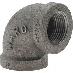 Value Collection - Size 3/4", Class 150, Malleable Iron Black Pipe 90° Elbow - 150 psi, Threaded End Connection - USA Tool & Supply