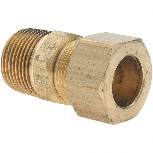 Parker - 3/4" OD, Brass Male Connector - 100 Max Working psi, Comp x MNPT Ends - USA Tool & Supply