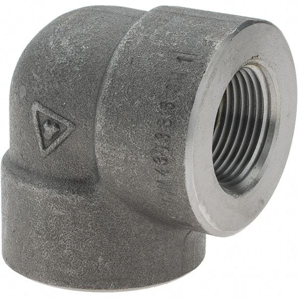 Value Collection - Size 1", Class 3,000, Forged Carbon Steel Black Pipe 90° Elbow - NPT End Connection - USA Tool & Supply