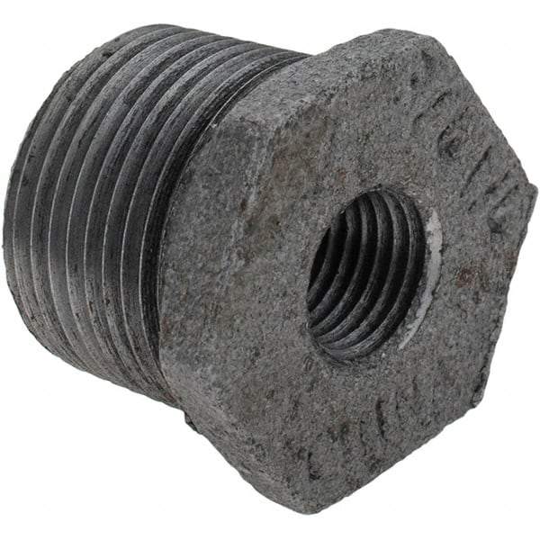 Value Collection - Size 3/4 x 1/4", Class 150, Malleable Iron Black Pipe Hex Bushing - 150 psi, Threaded End Connection - USA Tool & Supply