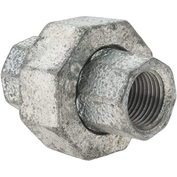 Value Collection - Class 150, 3/8" Galvanized Pipe Union - Threaded, Malleable Iron - USA Tool & Supply