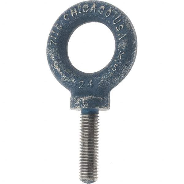 Value Collection - 738 Kg Capacity, Steel, M10x1.50 Thread, Fixed Lifting Eye Bolt - Fully Threaded, 17mm Shank, 17mm Thread Length, Shoulder - USA Tool & Supply