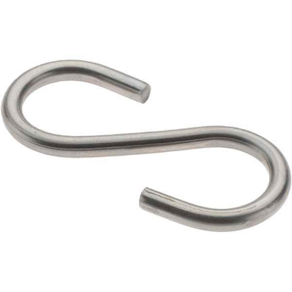 Value Collection - 304 Stainless Steel Uncoated S-Hook - 26 Lb Capacity, 0.148" Wire, 2" OAL - USA Tool & Supply