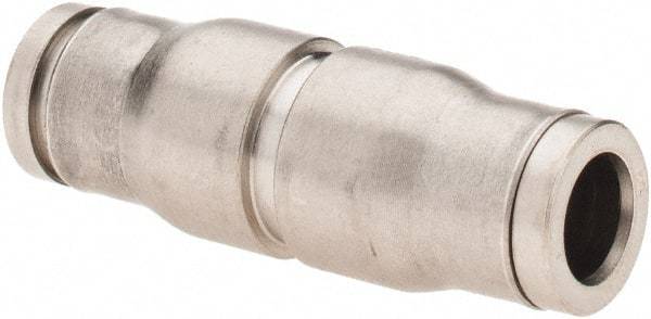 Parker - 1/4" Outside Diam, Nickel Plated Brass Push-to-Connect Tube Union - 435 Max psi, Tube to Tube Connection, FKM O-Ring - USA Tool & Supply