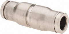 Parker - 1/4" Outside Diam, Nickel Plated Brass Push-to-Connect Tube Union - 435 Max psi, Tube to Tube Connection, FKM O-Ring - USA Tool & Supply