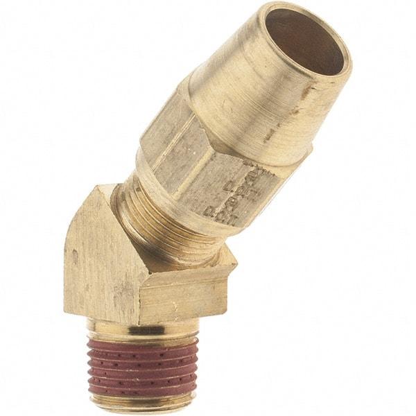 Parker - 1/2" OD, Brass Male 45° Elbow - 400 Max Working psi, - USA Tool & Supply