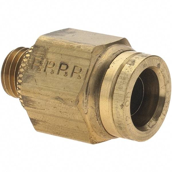 Parker - 1/2" Outside Diam, M12 Metric, Brass Push-to-Connect Tube Connector - 250 Max psi, Tube to Metric Thread Connection, Buna-N O-Ring - USA Tool & Supply