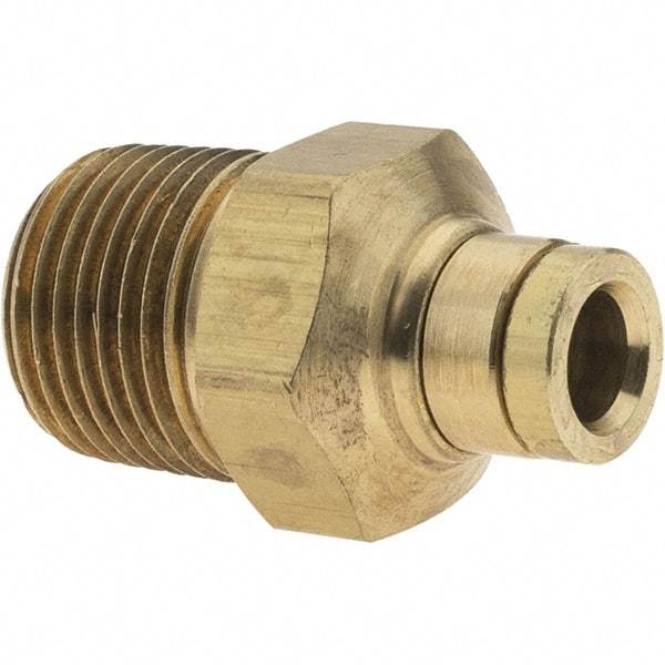 Parker - 1/4" Outside Diam, 3/8 NPT, Metal Push-to-Connect Tube Male Connector - 250 Max psi, Tube to Male NPT Connection, Buna-N O-Ring - USA Tool & Supply