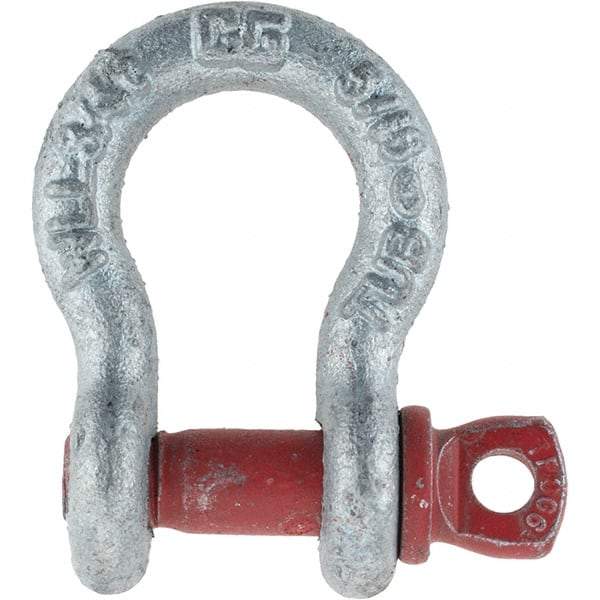 Value Collection - 5/16" Nominal Chain Size, 0.75 Ton Steel Screw Anchor Shackle - USA Tool & Supply