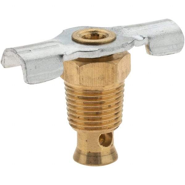 Value Collection - 1/8" Pipe, External Seat Drain Cock & Shutoff Valve - 1/8 Thread, 150 Max psi, 1-1/8" Long - USA Tool & Supply
