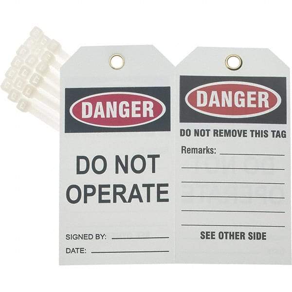 Value Collection - 5-1/2" High x 3" Long, CAUTION - DO NOT OPERATE, English Safety & Facility Tag - Tag Header: Danger - USA Tool & Supply