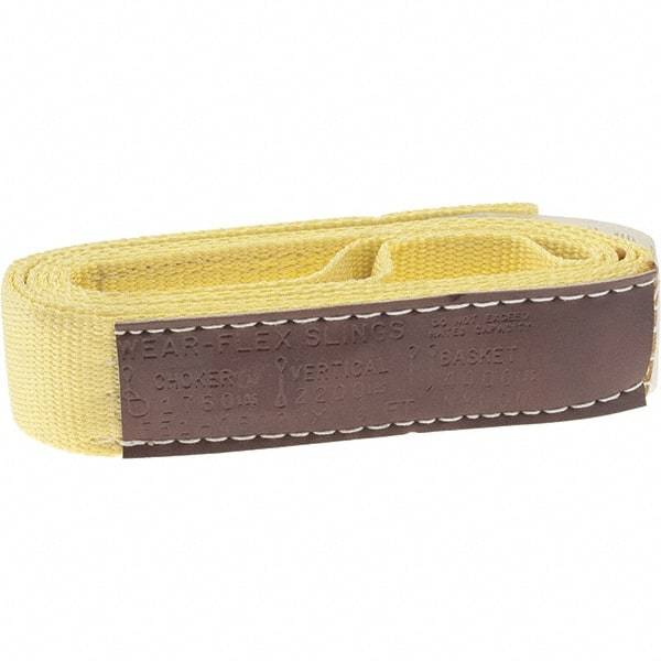 Value Collection - 6' Long x 2" Wide, 1 Ply, Nylon Web Sling - 1,760 Lb Choker Capacity, Yellow - USA Tool & Supply