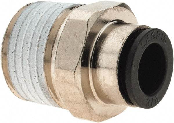 Parker - 3/8" Outside Diam, 1/2 NPT, Nickel Plated Brass Push-to-Connect Tube Male Connector - 290 Max psi - USA Tool & Supply