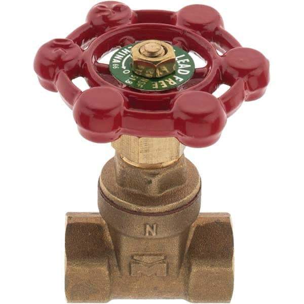Value Collection - 1/4" Pipe, FNPT x FNPT Bronze Solid Wedge Gate Valve - 200 WOG, 125 WSP, For Use with Plumbing Application - USA Tool & Supply