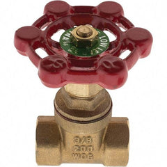 Value Collection - 3/8" Pipe, FNPT x FNPT Bronze Solid Wedge Gate Valve - 200 WOG, 125 WSP, For Use with Plumbing Application - USA Tool & Supply