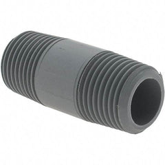 Value Collection - 1/2" Pipe, 2" Long CPVC Threaded Plastic Pipe Nipple - Gray - USA Tool & Supply