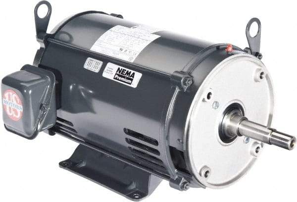 US Motors - 1 hp, ODP Enclosure, No Thermal Protection, 1,740 RPM, 208-230/460 Volt, 60 Hz, Three Phase Energy Efficient Motor - Size 143 Frame, Rigid Mount, 1 Speed, Ball Bearings, 3.1-3/1.5 Full Load Amps, F Class Insulation, CCW Lead End - USA Tool & Supply