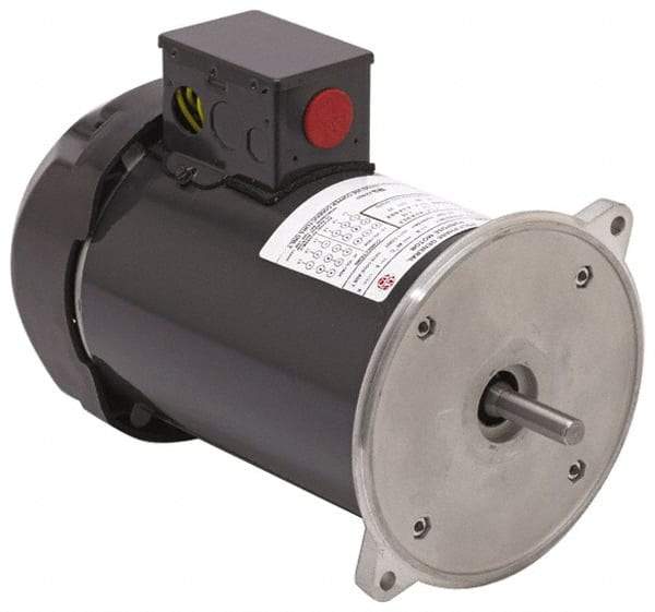 US Motors - 1/2 hp, TEFC Enclosure, Manual Thermal Protection, 1,725 RPM, 115/230 Volt, 60 Hz, Industrial Electric AC/DC Motor - Size 56 Frame, Rigid Mount, 1 Speed, Ball Bearings, 9.0/4.5 Full Load Amps, B Class Insulation, Reversible - USA Tool & Supply