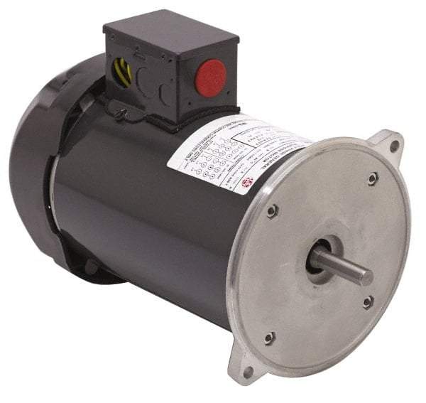 US Motors - 1/2 hp, TEFC Enclosure, Manual Thermal Protection, 1,725 RPM, 115/230 Volt, 60 Hz, Industrial Electric AC/DC Motor - Size 56 Frame, Flange Mount, 1 Speed, Ball Bearings, 8.6/4.3 & 10.4/5.4 Full Load Amps, B Class Insulation, Reversible - USA Tool & Supply