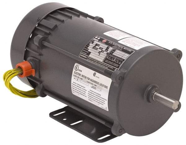 US Motors - TEFC Enclosure, Auto Thermal Protection, 1,725 RPM, 115/230 Volt, 60 Hz, Industrial Electric AC/DC Motor - Size 56 Frame, Rigid Base Mount, 1 Speed, Ball Bearings, 13.6/6.8 Full Load Amps, BR Class Insulation, Reversible - USA Tool & Supply