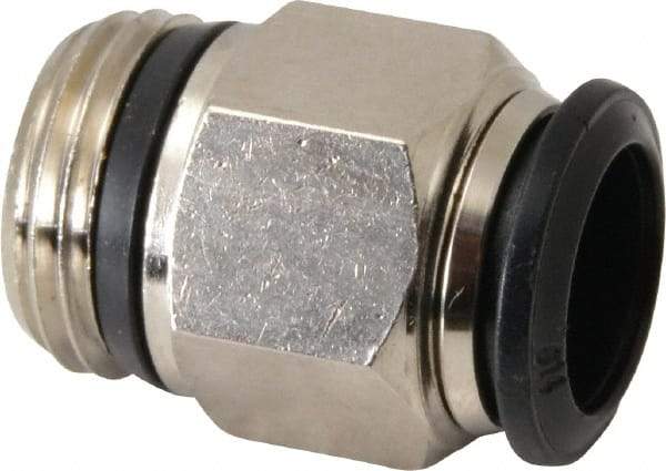 Alpha Technologies - 14mm Outside Diam, 1/2 Universal, Nickel Plated Brass Push-to-Connect Tube Male Connector - 250 Max psi, Tube to Universal Thread Connection, Buna O-Ring - USA Tool & Supply