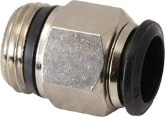 Alpha Technologies - 14mm Outside Diam, 1/2 Universal, Nickel Plated Brass Push-to-Connect Tube Male Connector - 250 Max psi, Tube to Universal Thread Connection, Buna O-Ring - USA Tool & Supply