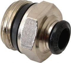 Alpha Technologies - 8mm Outside Diam, 1/2 Universal, Nickel Plated Brass Push-to-Connect Tube Male Connector - 250 Max psi, Tube to Universal Thread Connection, Buna O-Ring - USA Tool & Supply