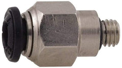 Alpha Technologies - 3mm Outside Diam, M5 Metric, Nickel Plated Brass Push-to-Connect Tube Male Connector - 250 Max psi, Tube to Metric Thread Connection, Buna O-Ring - USA Tool & Supply