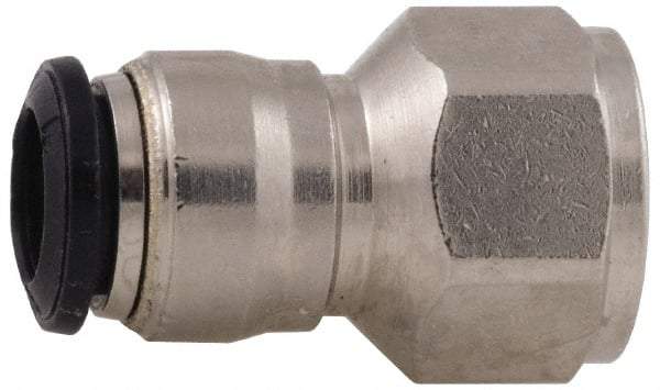 Alpha Technologies - 3mm Outside Diam, M5 Metric, Nickel Plated Brass Push-to-Connect Tube Female Connector - 250 Max psi, Tube to Female BSPP Connection, Buna O-Ring - USA Tool & Supply
