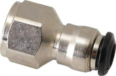 Alpha Technologies - 6mm Outside Diam, 1/4 BSPP, Nickel Plated Brass Push-to-Connect Tube Female Connector - 250 Max psi, Tube to Female BSPP Connection, Buna O-Ring - USA Tool & Supply