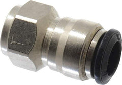 Alpha Technologies - 8mm Outside Diam, 1/8 BSPP, Nickel Plated Brass Push-to-Connect Tube Female Connector - 250 Max psi, Tube to Female BSPP Connection, Buna O-Ring - USA Tool & Supply
