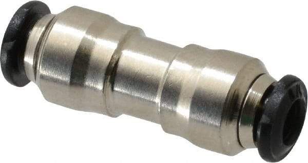 Alpha Technologies - 3mm Outside Diam, Nickel Plated Brass Push-to-Connect Tube Union - 250 Max psi, Tube to Tube Connection, Buna O-Ring - USA Tool & Supply