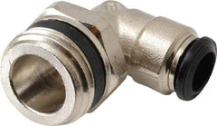 Alpha Technologies - 8mm Outside Diam, 1/2 Universal, Nickel Plated Brass Push-to-Connect Tube Male Swivel Elbow - 250 Max psi, Tube to Universal Thread Connection, Buna O-Ring - USA Tool & Supply