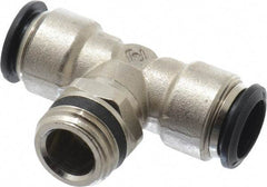 Alpha Technologies - 14mm Outside Diam, 1/2 Universal, Nickel Plated Brass Push-to-Connect Tube Male Swivel Branch Tee - 250 Max psi, Tube to Universal Thread Connection, Buna O-Ring - USA Tool & Supply