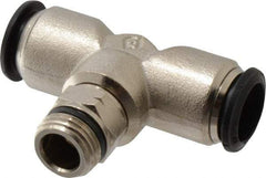 Alpha Technologies - 14mm Outside Diam, 3/8 Universal, Nickel Plated Brass Push-to-Connect Tube Male Swivel Branch Tee - 250 Max psi, Tube to Universal Thread Connection, Buna O-Ring - USA Tool & Supply