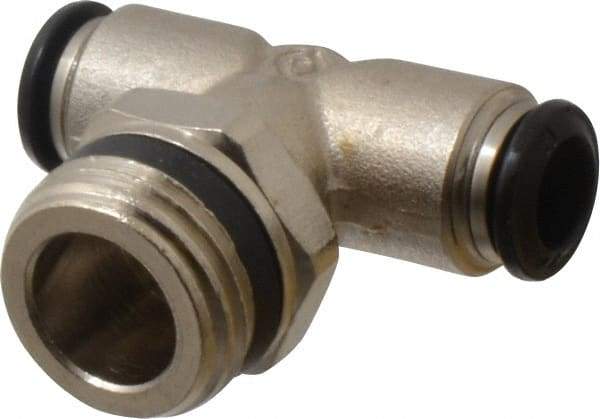 Alpha Technologies - 8mm Outside Diam, 1/2 Universal, Nickel Plated Brass Push-to-Connect Tube Male Swivel Branch Tee - 250 Max psi, Tube to Universal Thread Connection, Buna O-Ring - USA Tool & Supply