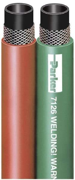 Parker - 3/16" Inside x 7/16" Outside Diam, Grade R Welding Hose - Green & Red, Twin Style, 200 psi Working Pressure - USA Tool & Supply