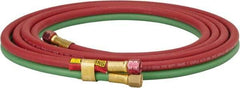 Parker - 1/4" Inside x 17/32" Outside Diam, Grade T Welding Hose - Green & Red, 12-1/2' Long, Twin Style, 200 psi Working Pressure - USA Tool & Supply